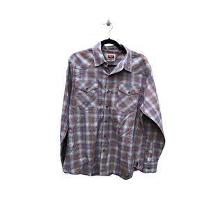 Wrangler Large (L) Western Metal Button Shirt Plaid